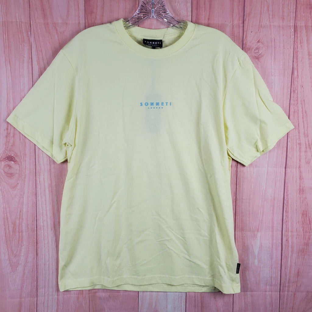 Sonneti London Shirt Mens Medium Yellow Cotton Logo Relaxed Fit Athletic