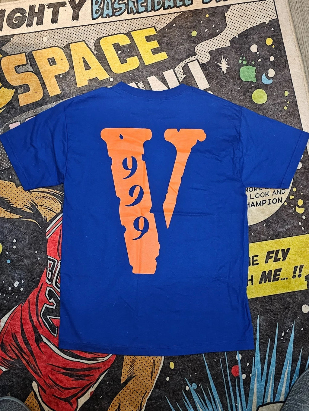 🔥VLONE Juice Wrld Legends Never Die 999 T-Shirt Blue Orange NWT FREE SHIPP