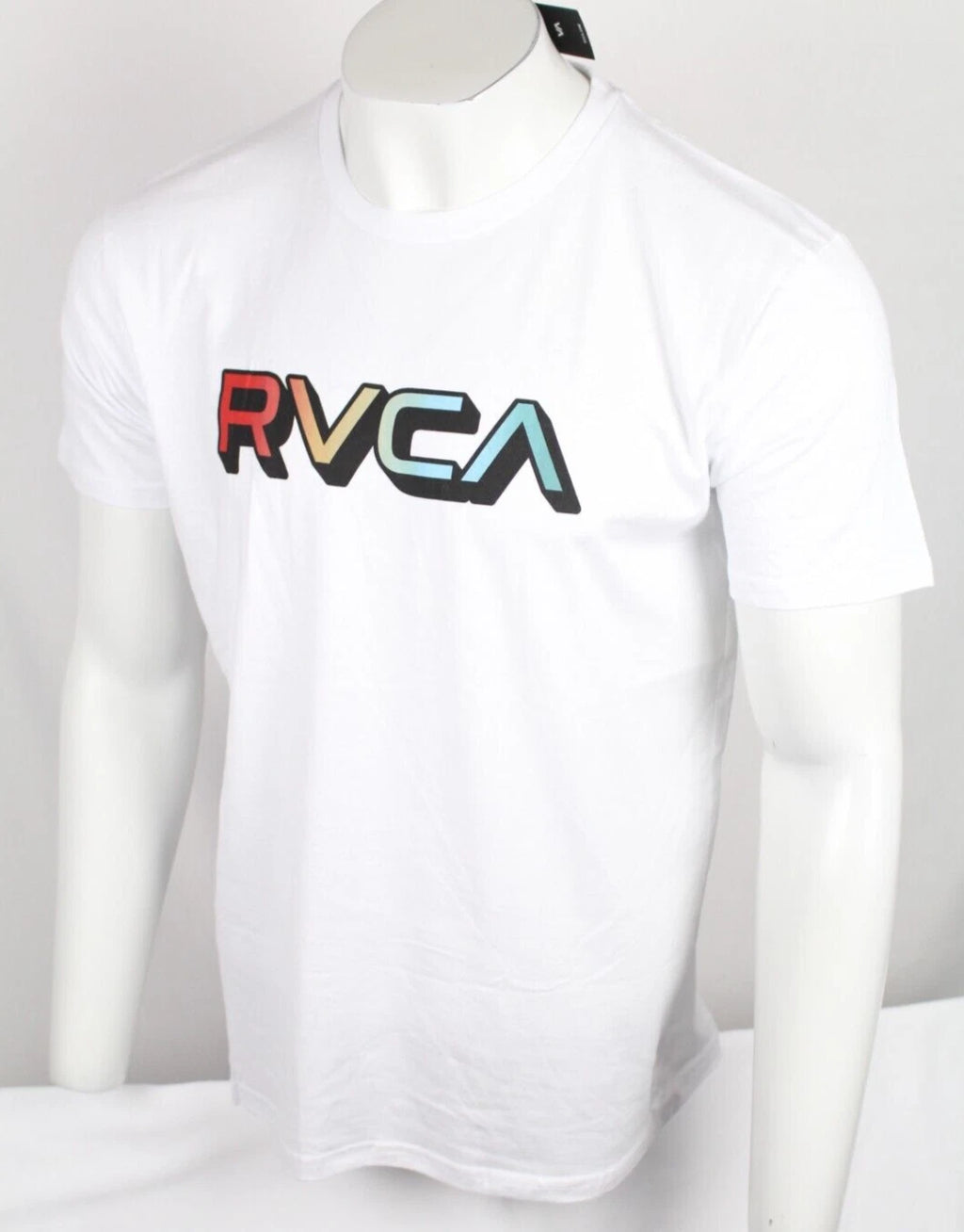 RVCA Men's T Shirt Gradient Logo Graphic Rainbow Size Large White