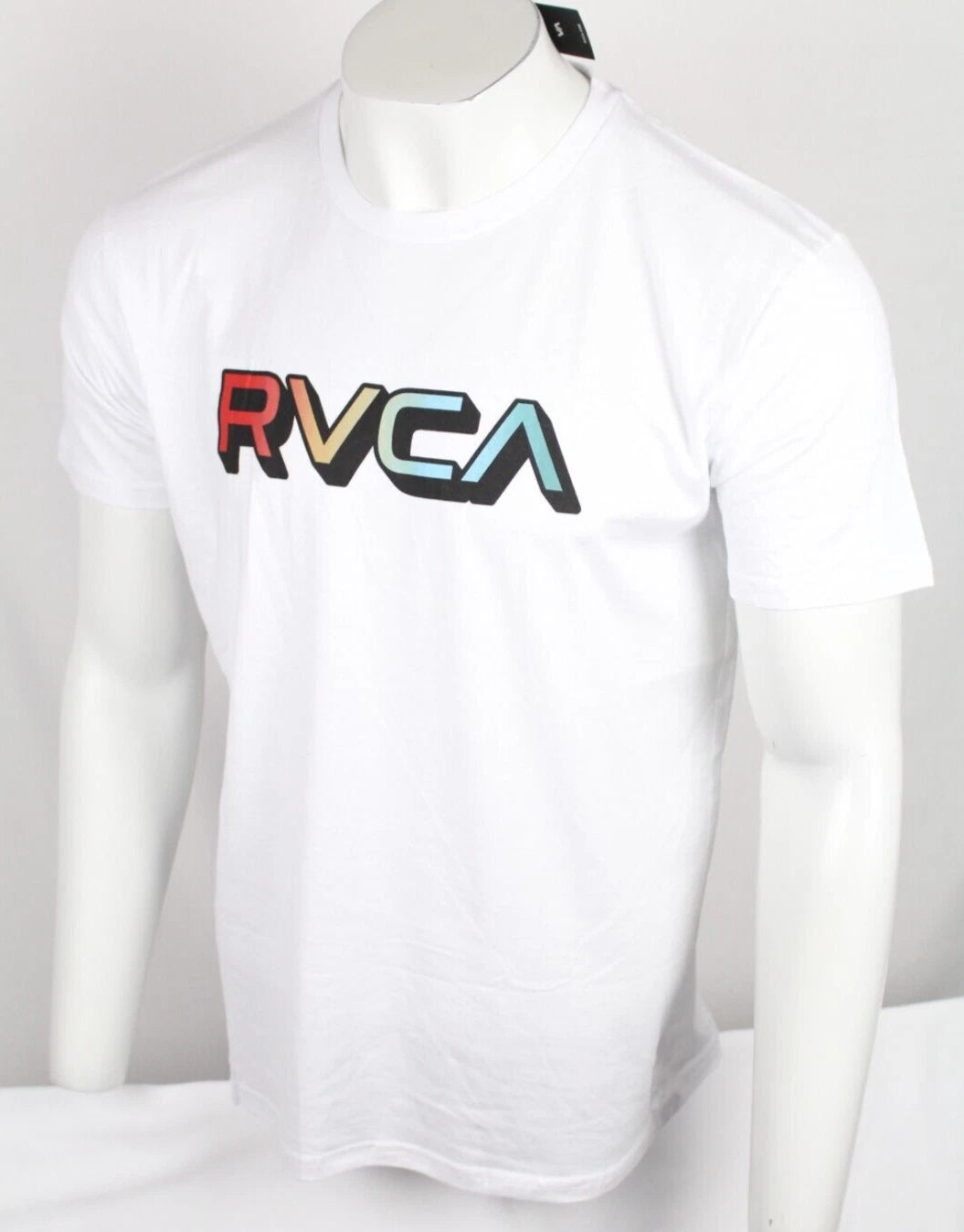 RVCA Men's T Shirt Gradient Logo Graphic Rainbow Size Large White
