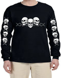 Skull Biker Tattoo Style Graphic Design Long Sleeve T-Shirt  Long Arm Shirt
