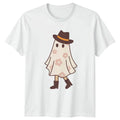 Retro Floral Cute Cowboy Ghost Womens T-Shirt Retro Cowboy Ghost Halloween Gift