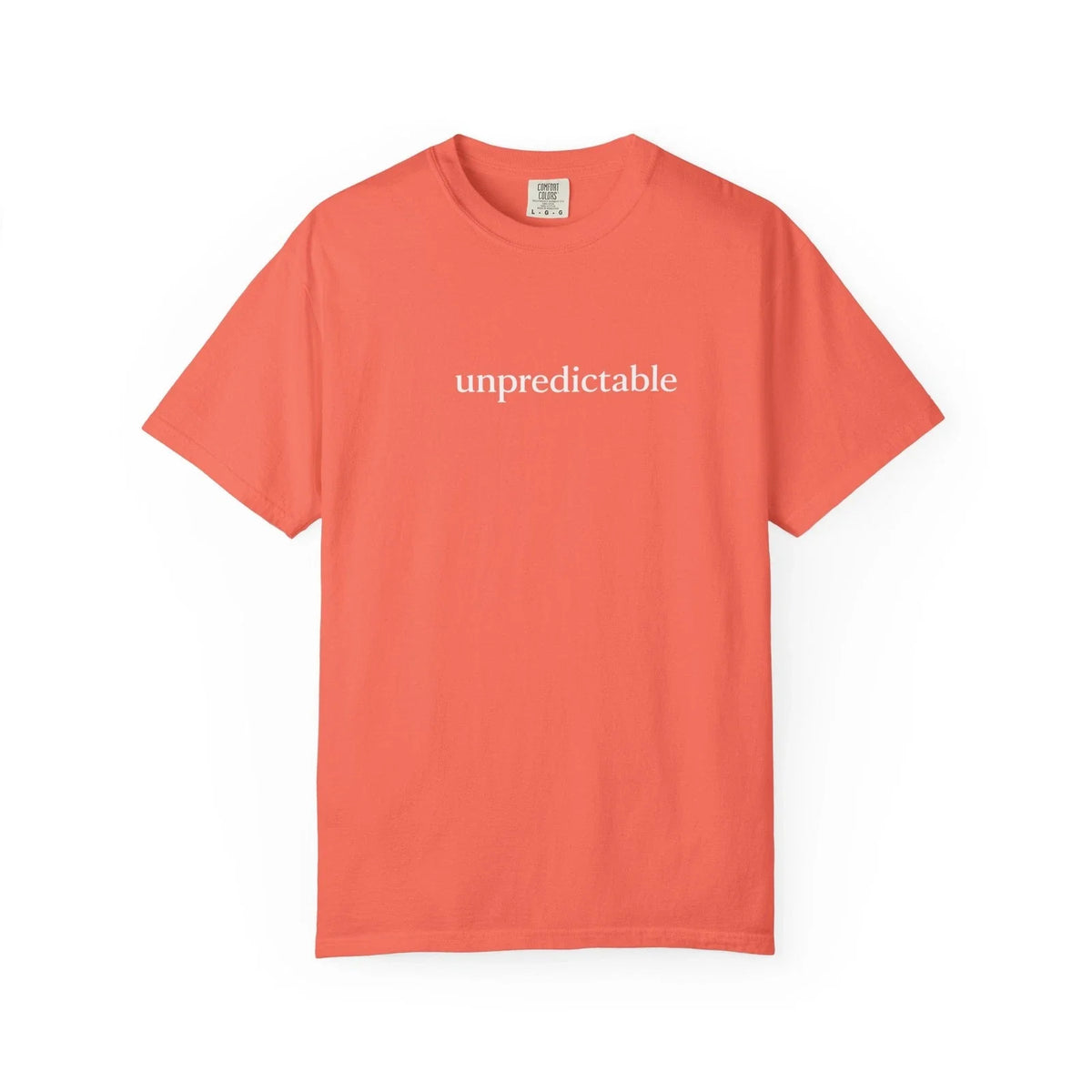 unpredictable text coral T-shirt | minimalist typography tee