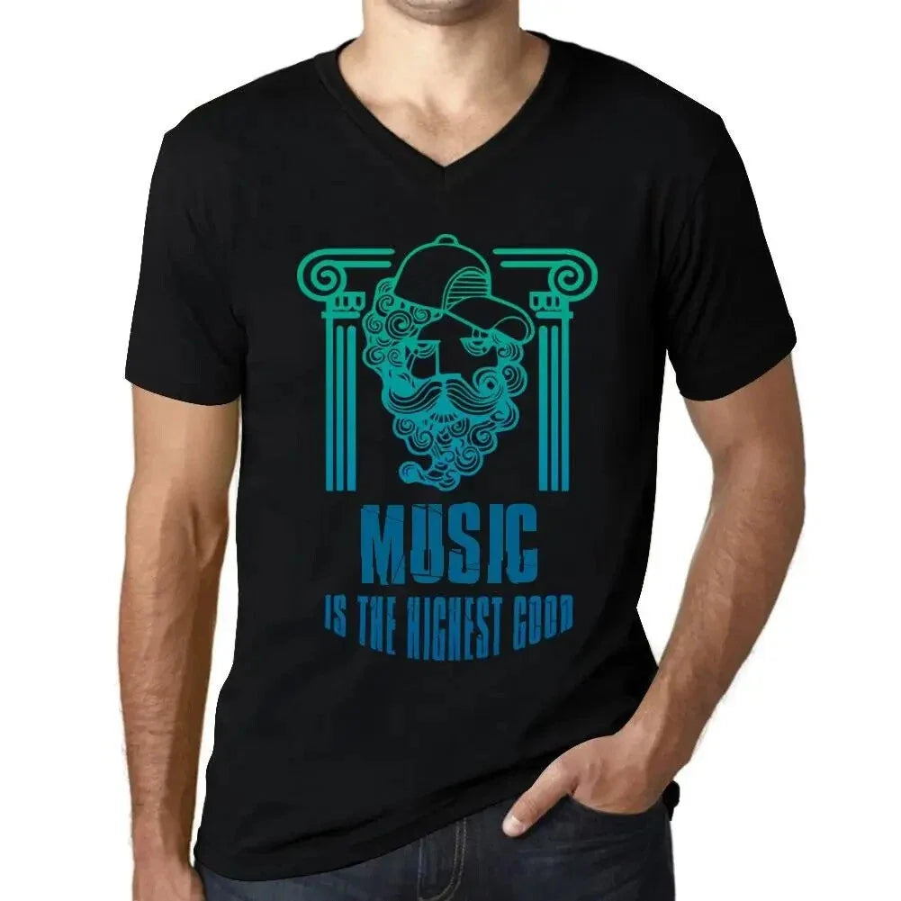 Men's Graphic T-Shirt V Neck Music Is The Highest Good Eco-Friendly Limited
