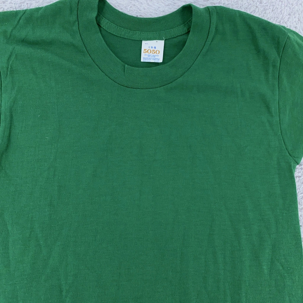 Vintage Blank Green 5050 T-Shirt XXXS Made USA 50 50 Tee T Shirt 80s Soft thin