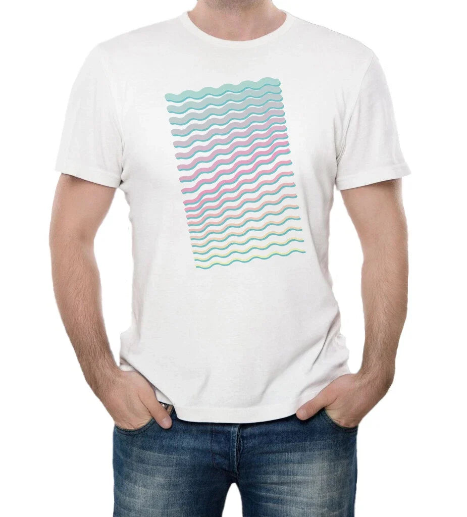 Vaporwave Waves Digital Cyber Future Trendy Printed Cotton Men's T-shirt Top Tee