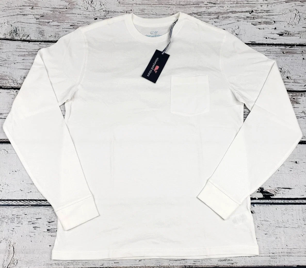 Vineyard Vines Men's Long Sleeve Pocket T-Shirt  White Size Large (L) - NEW