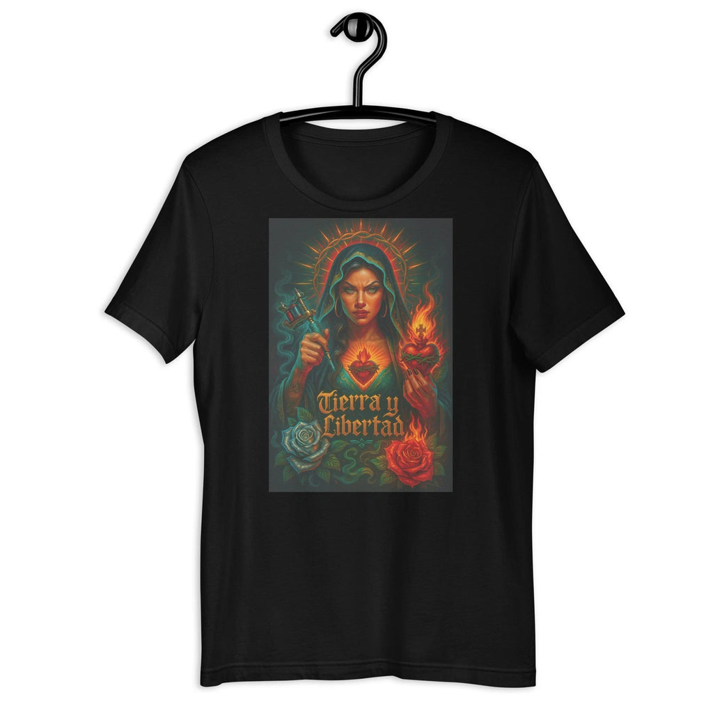 Tierra y Libertad Chicana Tattoo Virgin Mary Gothic T-Shirt
