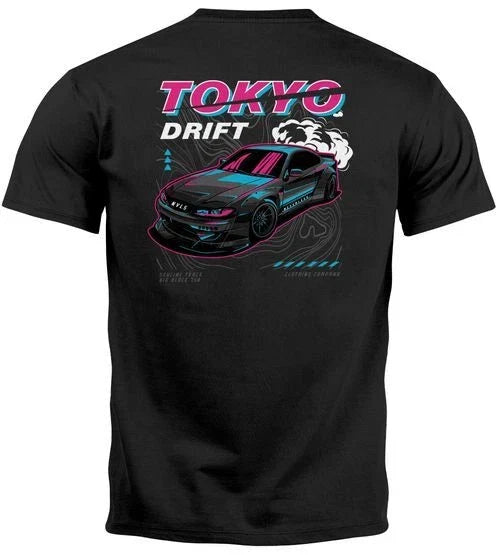 Tokyo Japan Racing Car Urban Fashion Back Print and Chest Logo Men's T-Shirt
