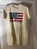 Keith Haring American Flag T Shirt Tan Mens size S Pop Art Dancing Figures