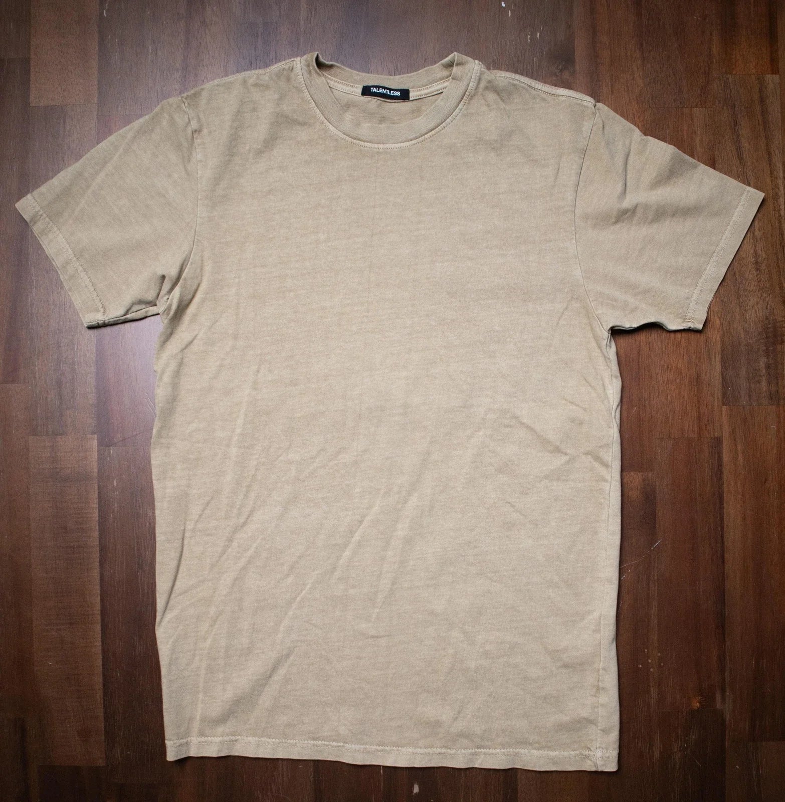 Talentless Shirt Mens Small Beige Crewneck Short Sleeve Casual Cotton Tee Basic