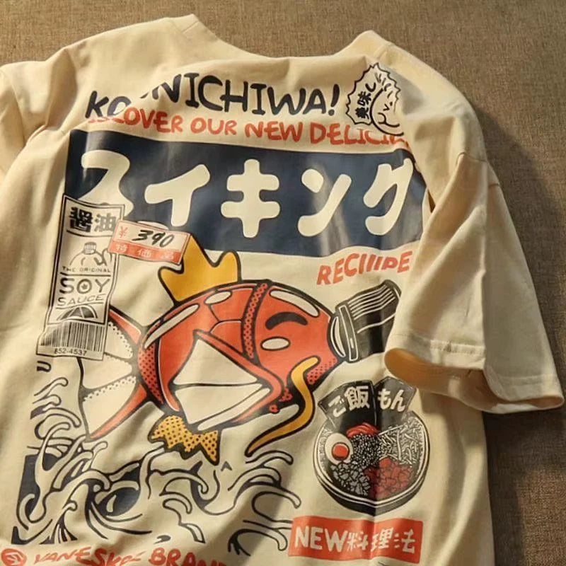 Magikarp Anime T Shirt Harajuku Streetwear Loose Fit Couple Tee Summer