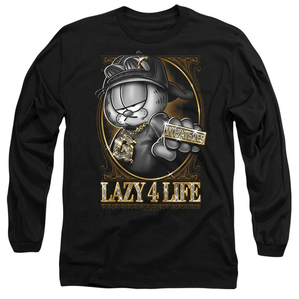 Garfield Lazy 4 Life Long Sleeve Tee S-2XL, Black
