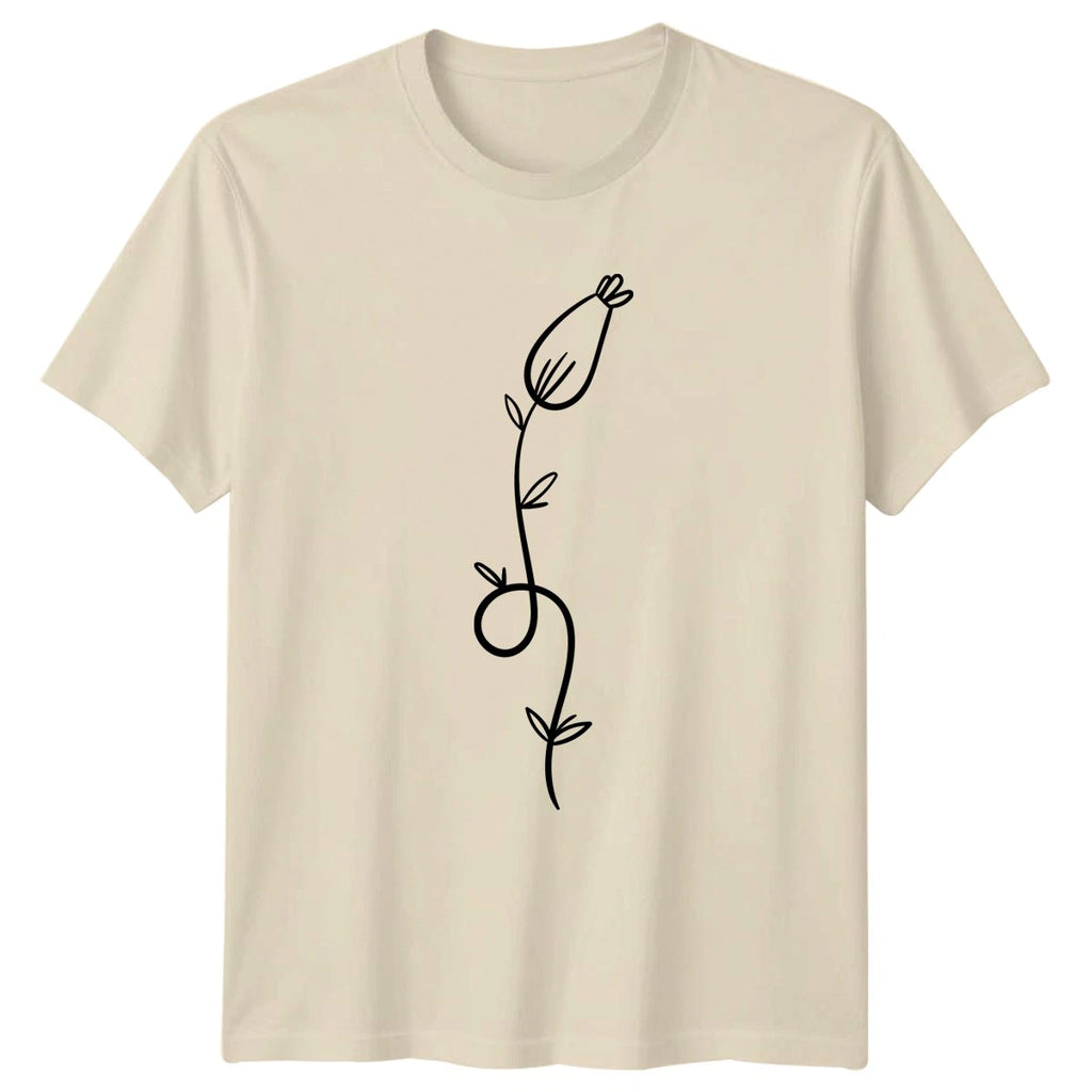 Simple Minimalist Flower Line Art T-Shirt Botanical Floral Birthday Gift