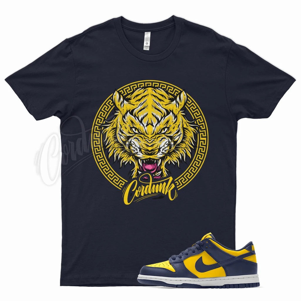 Navy TIGER Shirt for N Dunk Low Michigan Varsity Maize Midnight Navy Yellow