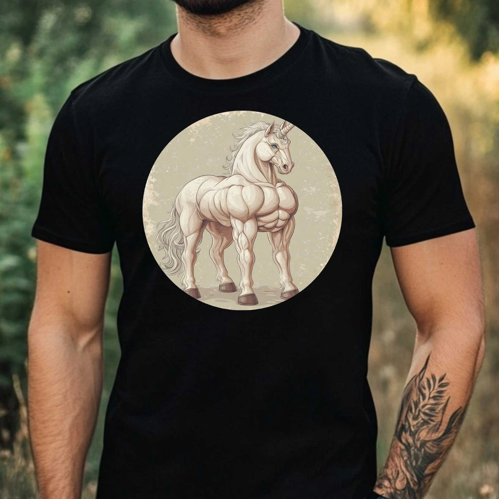 Mens Strong Unicorn Motif Cotton T-Shirt Size XS to 5XL