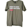 Budweiser Proud To Serve Those Who Serve Hanes Perfect-T Olive Green Shirt L