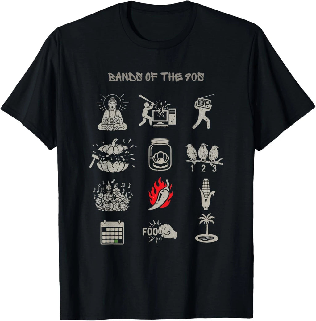 Vintage Popular Bands of The 90s Funny Retro Rock Minimalist T-Shirt unisex Tee