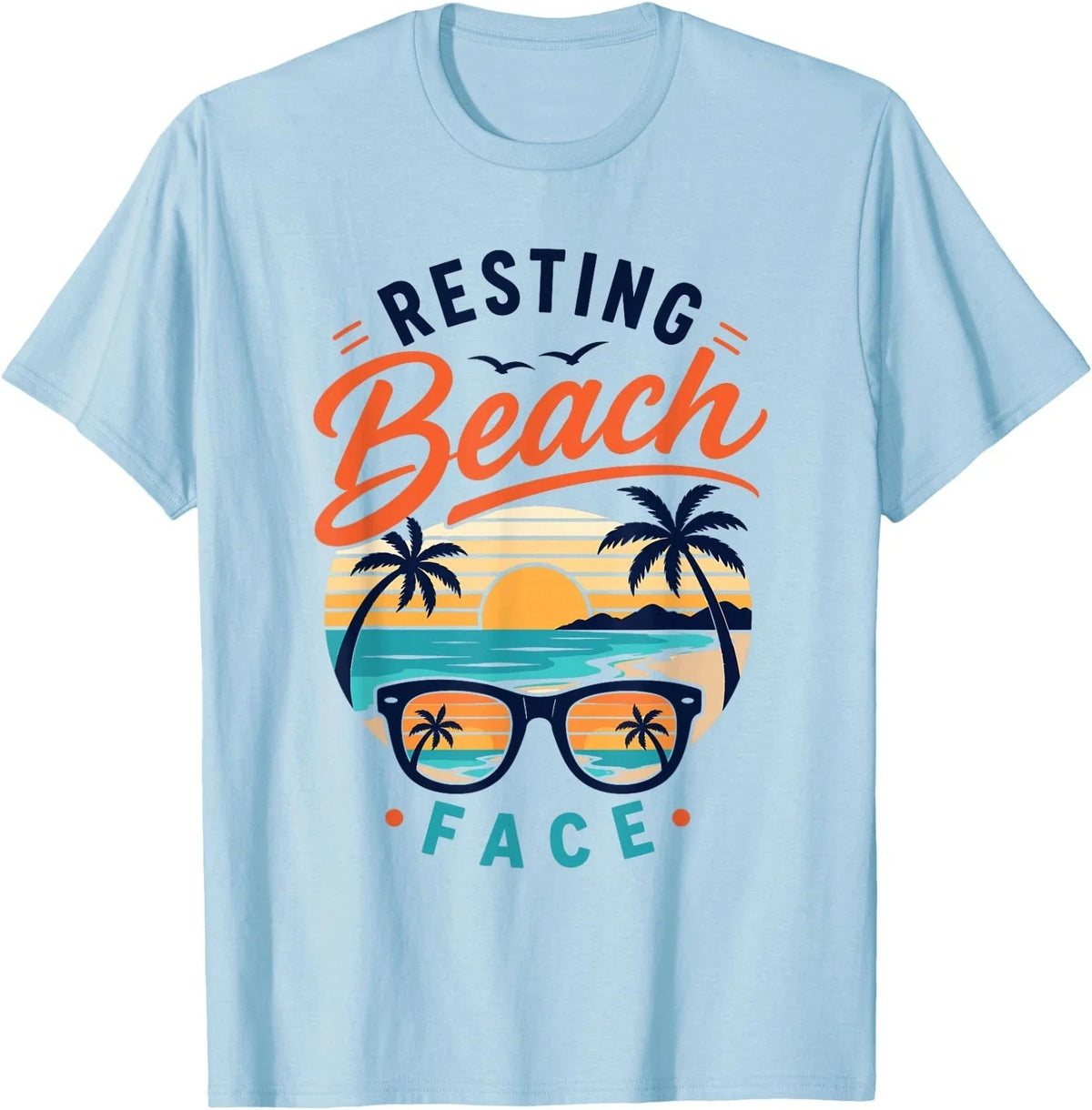 Resting Beach Face Retro Sunset Tropical Vacation T-Shirt