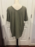 Lucky Brand Venice XL Burnout T Shirt Men V Neck Short Sleeve Olive Green