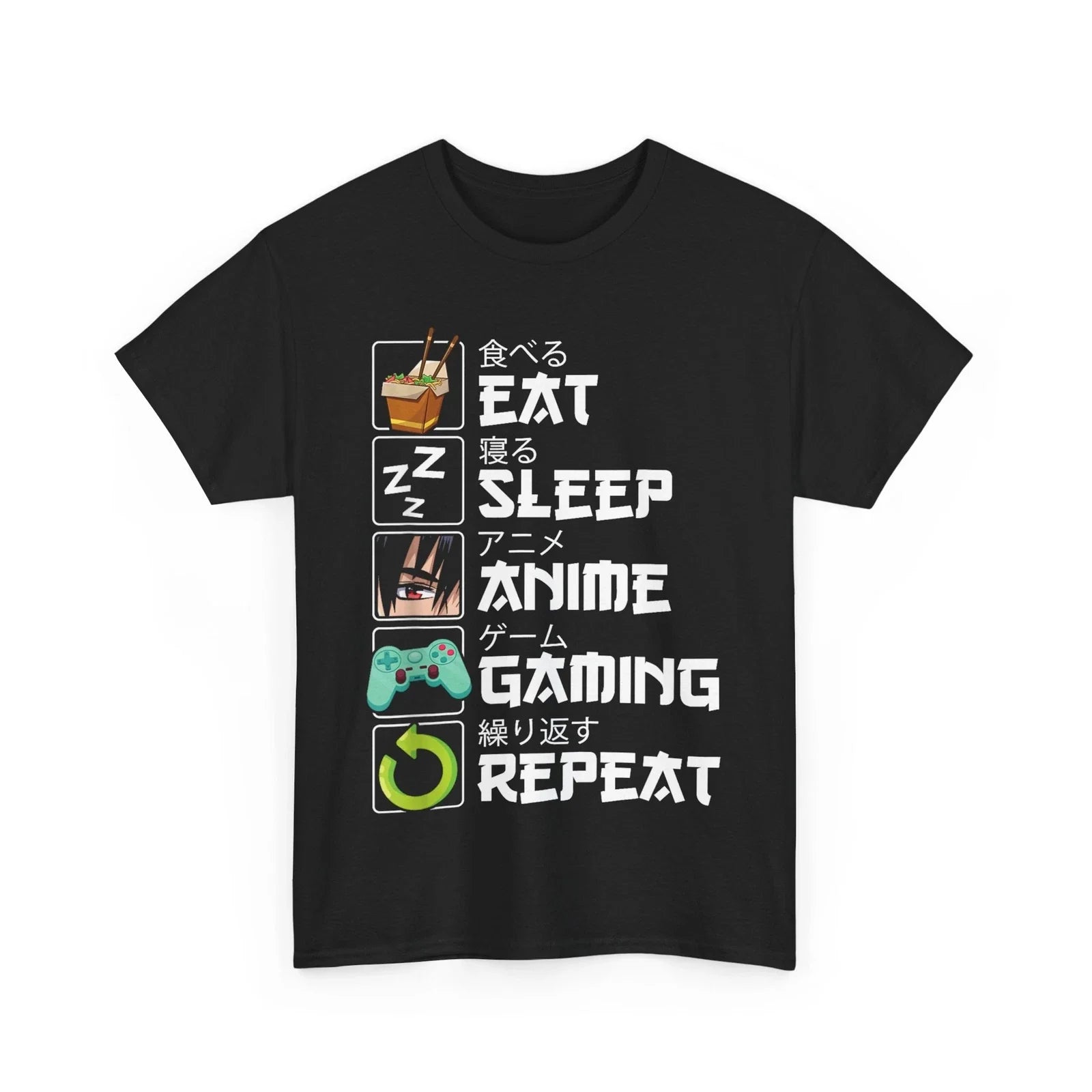 Anime Manga Lovers Shirt, Eat Sleep Anime Gaming Repeat Kawaii Fans Shirt