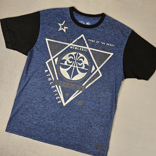 Affliction Sport T Shirt Mens 2XL Short Sleeve Graphic Blue Black Y2k Grunge