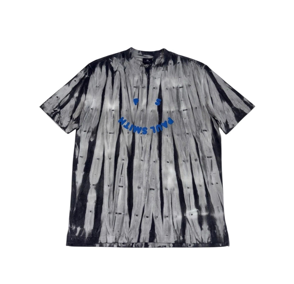 PS Paul Smith Mens T-Shirt Tie Dye Happy Logo Grey Crew Neck Tee Cotton Top BNWT