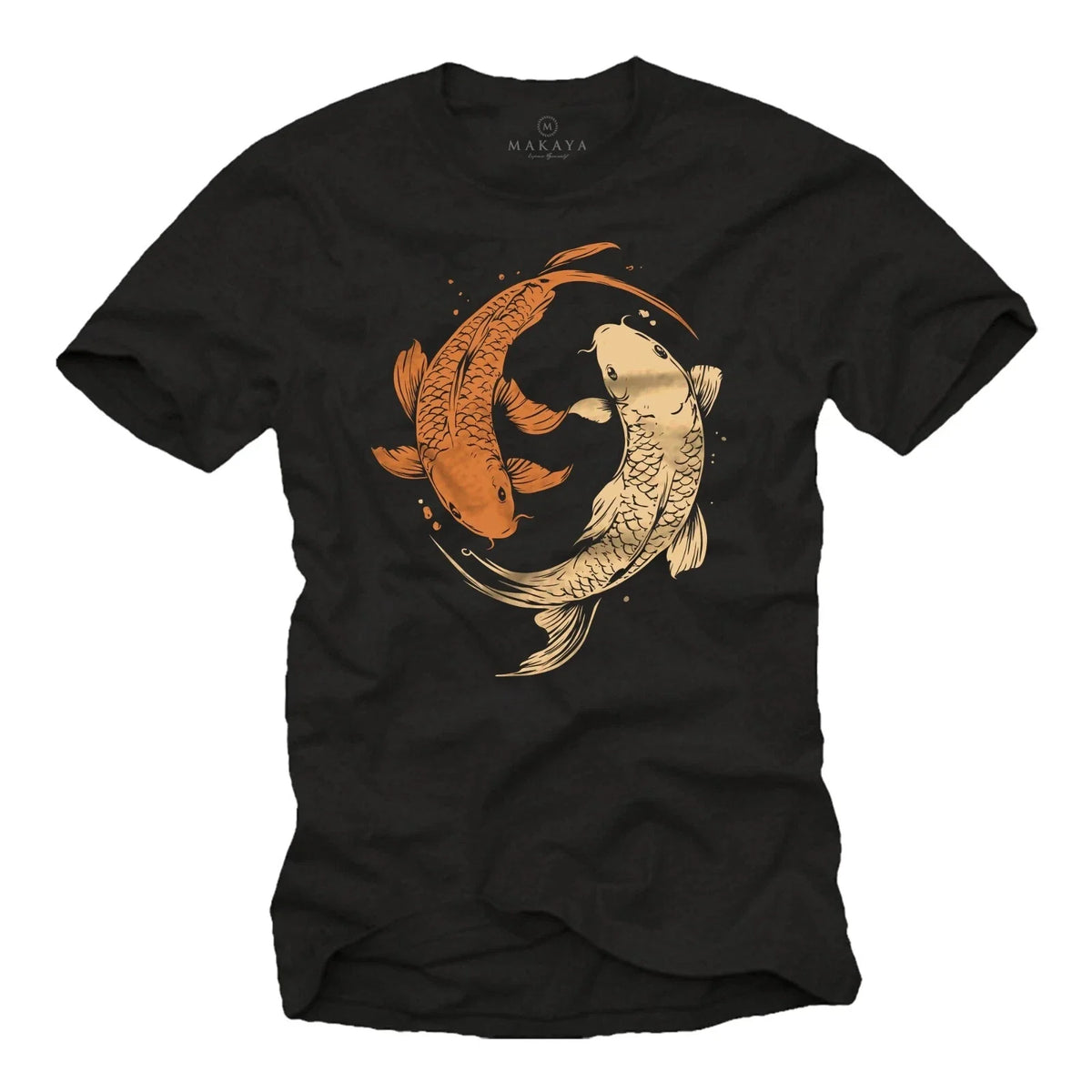 Mens T-Shirt Yin Yang Motif Buddha Koi Fish Gifts For Anglers Size S-5XL