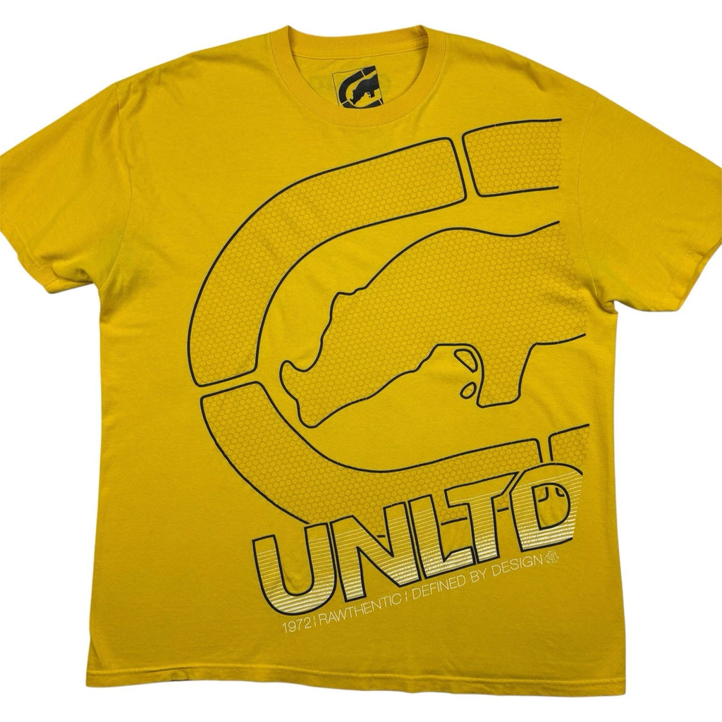 Ecko Unltd Yellow Graphic Print T Shirt Men’s Size L Streetwear Hip Hop Skater