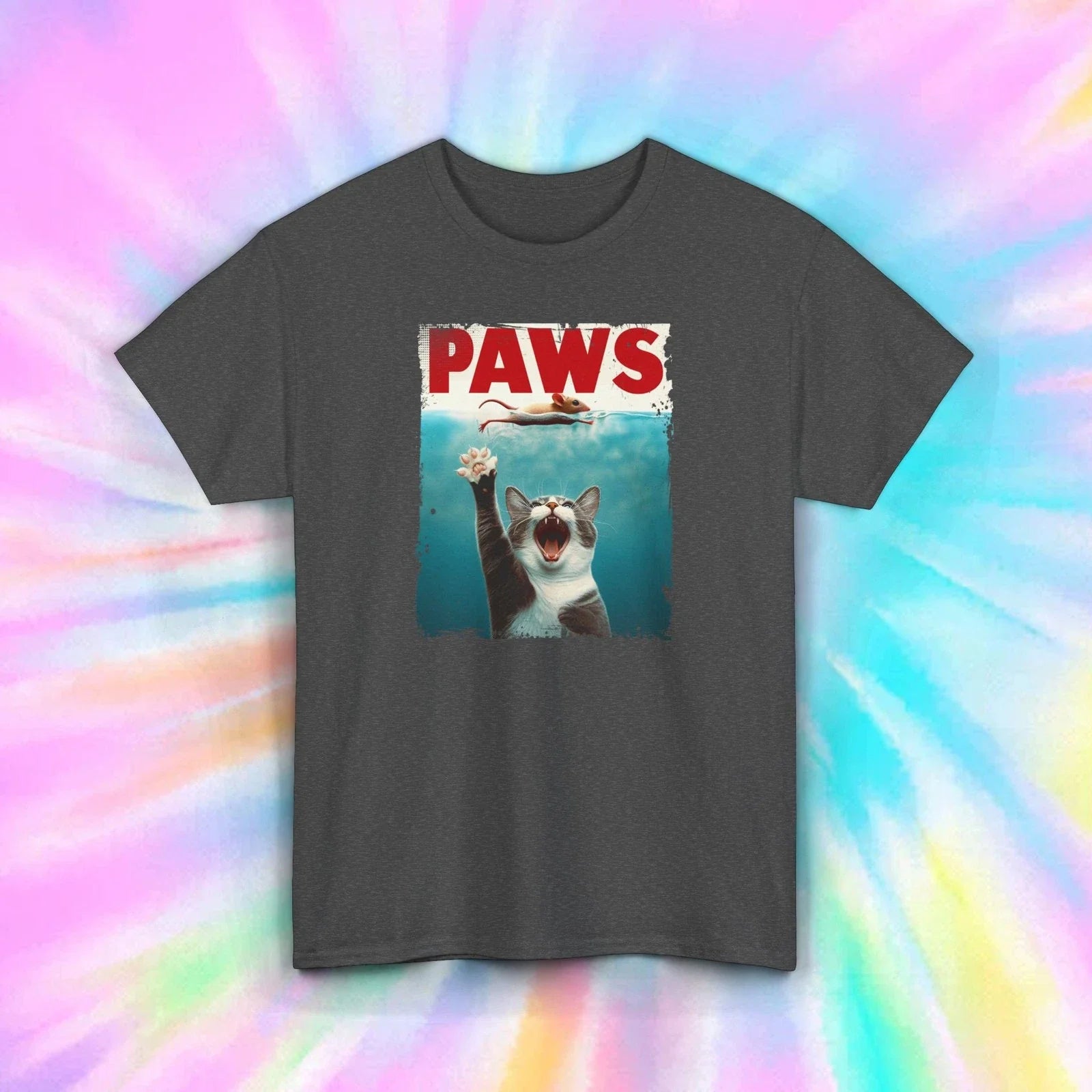 Paws T-Shirt | Funny Cat Jaws Parody Graphic Tee | S-5XL