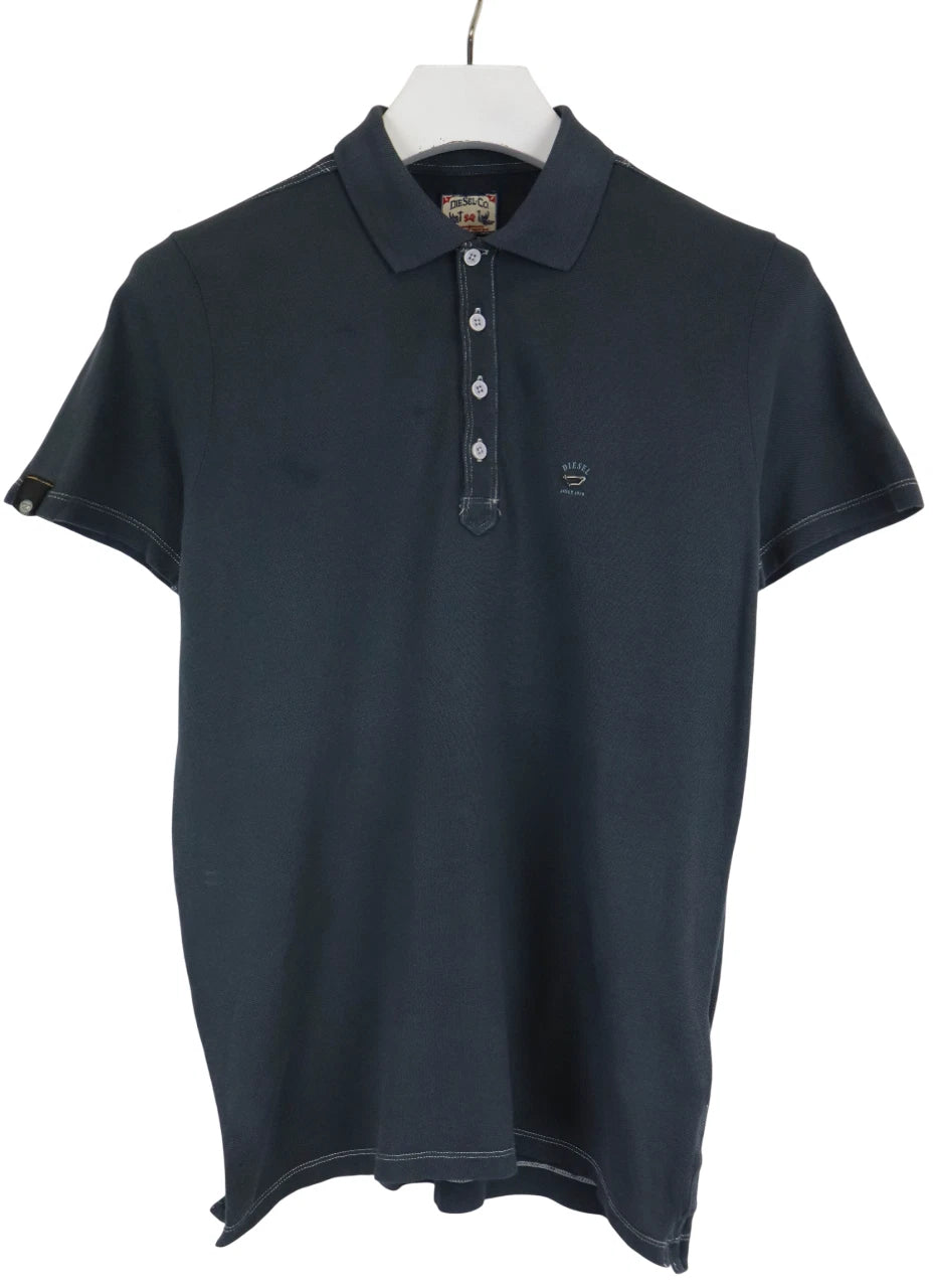 DIESEL Slim Fit T-Shirt Mens MEDIUM Short Sleeve Half Button Polo Collar