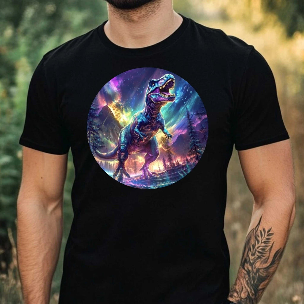 Mens T-Shirt T-Rex Holographic Motif Cotton Size XS to 5XL