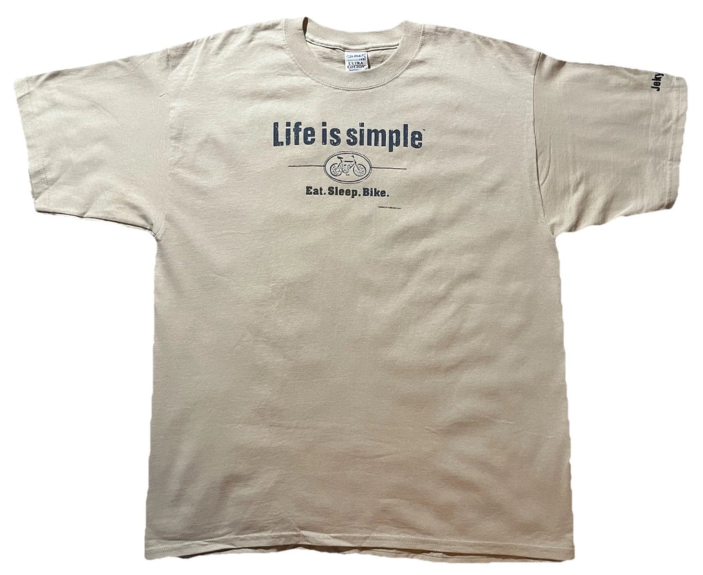 NWT! Vintage 2000s Life Is Simple Bike T-Shirt Beige XL Biking Y2K