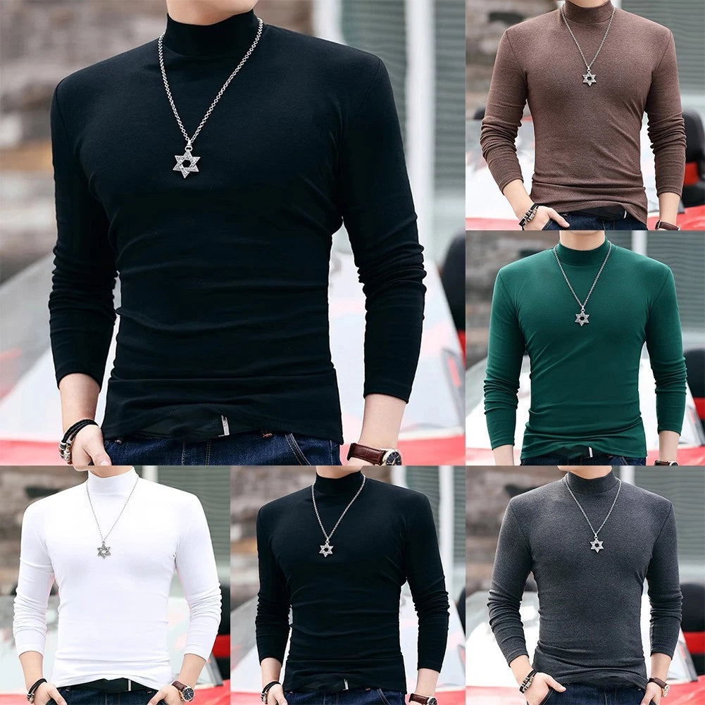 Sleek and Simple Men's Casual Thermal Tee with Elegant Neckline Design