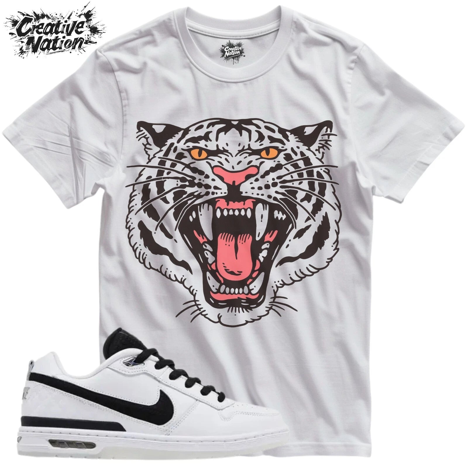 Shirt To Match White Black Unisex Tee Tiger Tee