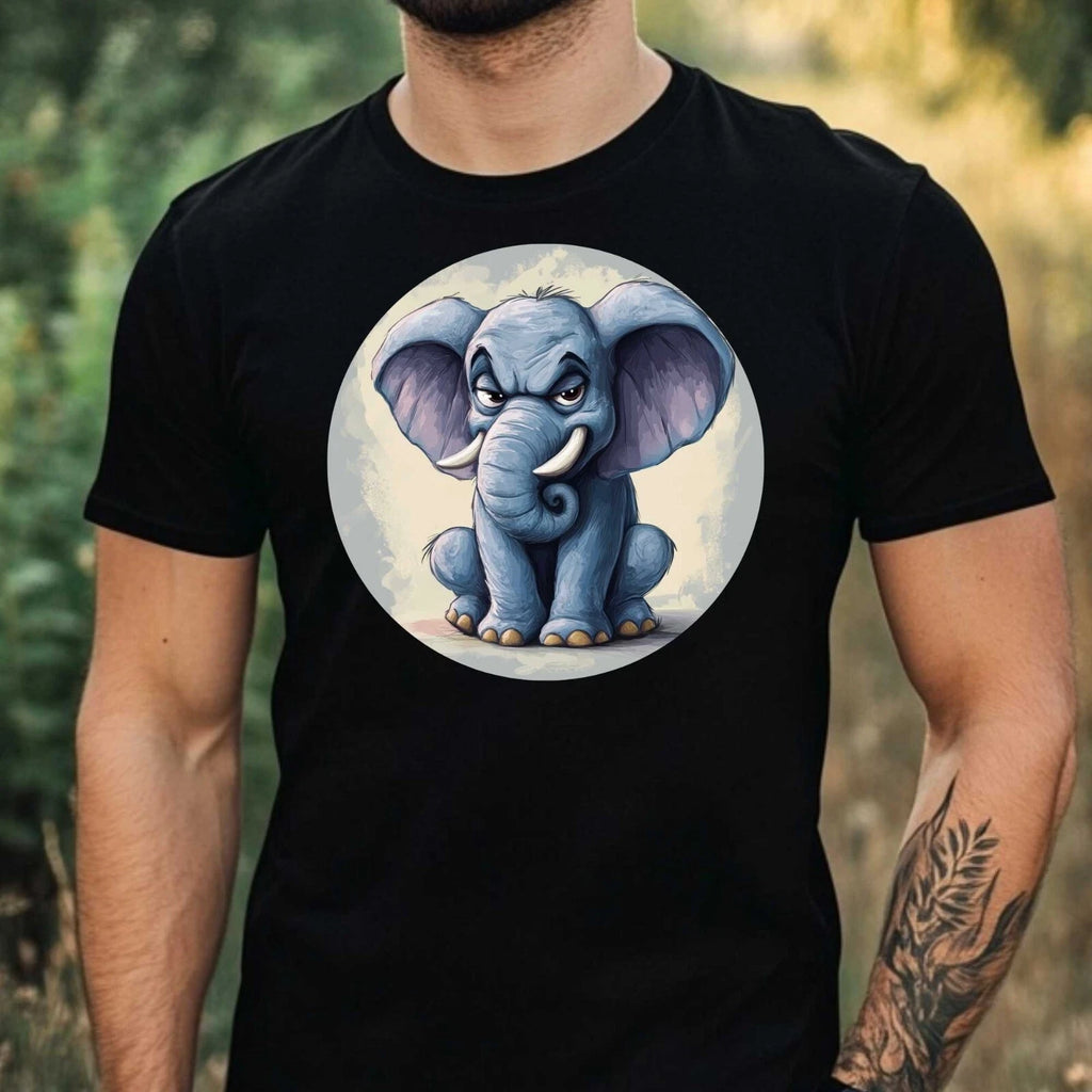 Mens Funny Grumpy Elephant Print Cotton T-Shirt Size XS to 5XL