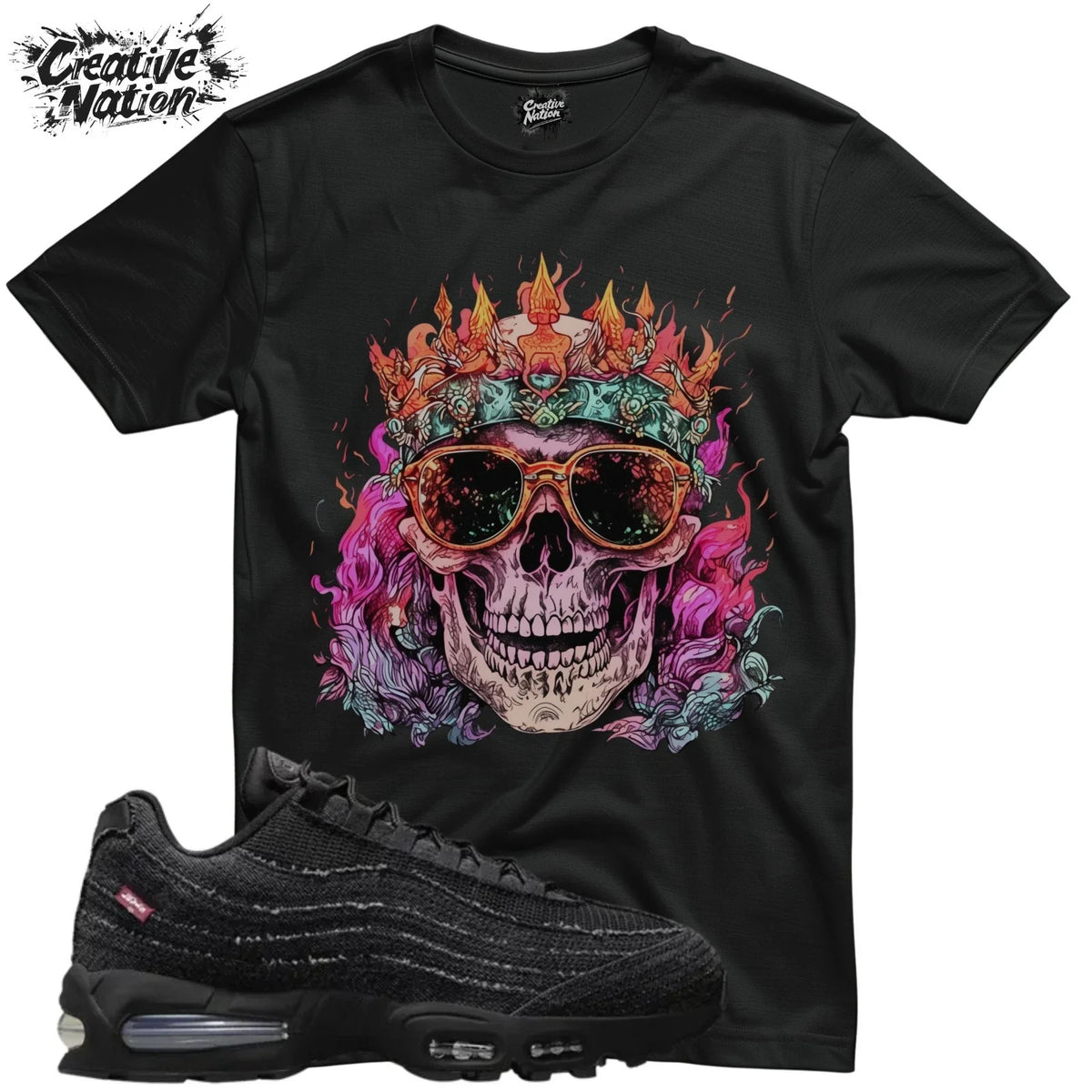 Shirt To Match Air Max 95 OG Black Unisex Tee Sneaker Shirt Skull Shirt