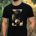 Mens Black Bear Anime Style Print Cotton T-Shirt Size XS to 5XL