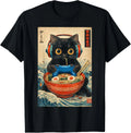 Cat Ramen Japanese Funny Graphic Tees Kawaii Cat Anime Gift Unisex T-Shirt