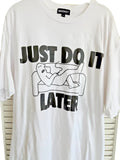 Market Studios "Just Do It Later" Graphic Tee White XXL Streetwear Parody Humor