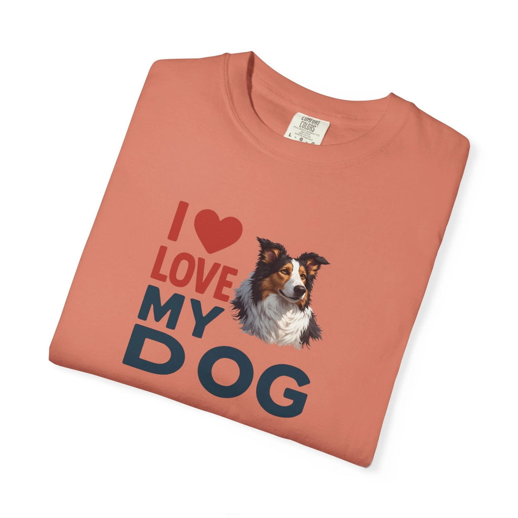 I Love My Dog Collie Heart Graphic T-Shirt | Dog Lover Tee Comfort Colors