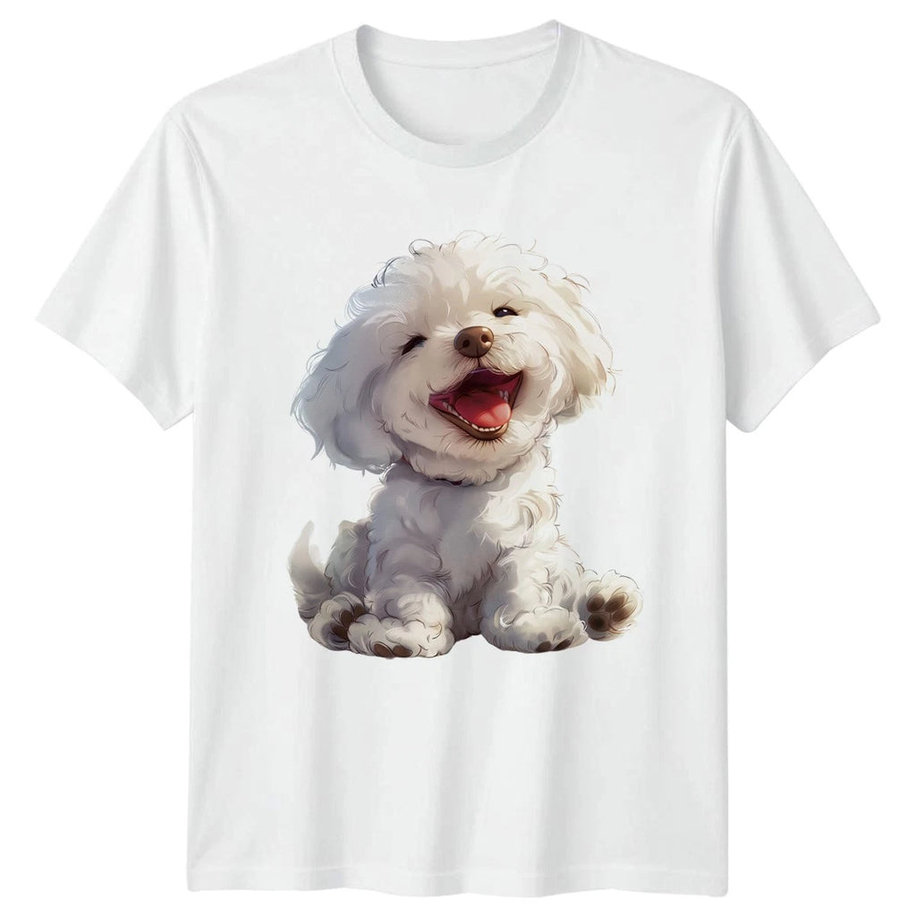 Smiling White Puppy T-Shirt Dog Lover Pet Gift For Him And Her