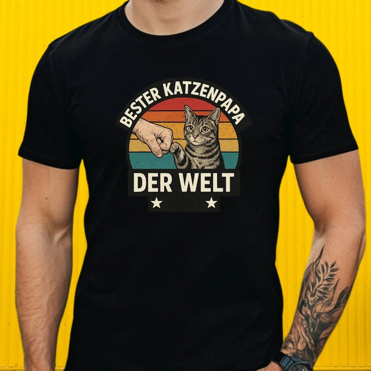 Mens Best Cat Dad Motif Cotton T-Shirt Size XS to 5XL