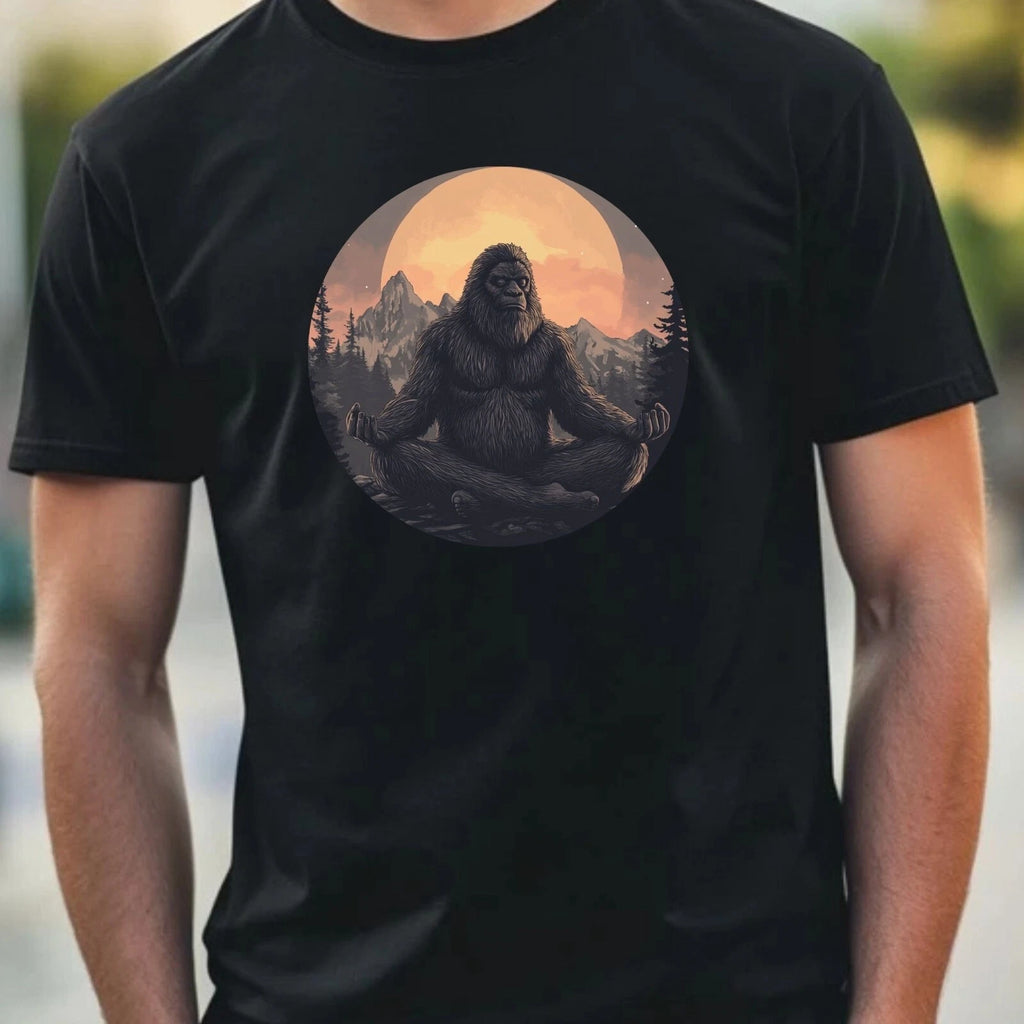 Mens Bigfoot Meditated Motif Cotton T-Shirt Size XS to 5XL