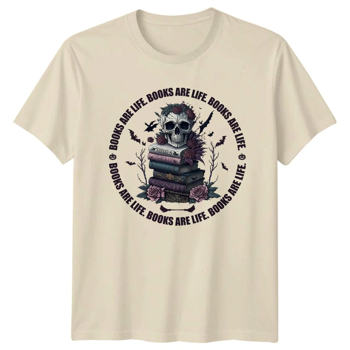 Books Are Life Books Are T-Shirt Gothic Reading Gift For Him And Her