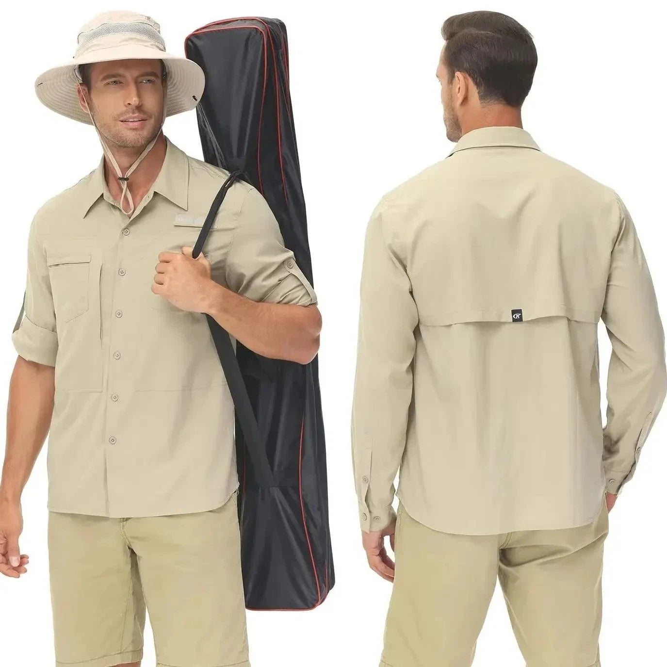 Men UPF 50+ Fishing Shirt Long Sleeve Sun Protection Hiking Tactical Work Top