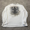 Vintage Y2k Thermal Cyber Goth Shirt Mens Large White Grunge Long Sleeve
