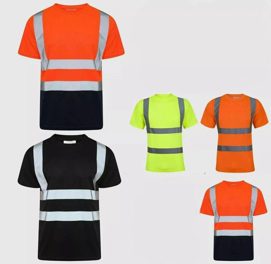 GM Workwear Hi Vis T Shirt Reflective Crew Neck Safety Top Breathable PPE UK