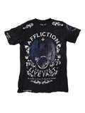 Y2K Affliction Shirt Men M Black Blue Eagle Winged Live Fast MMA Biker Goth