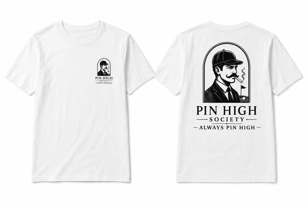Pin High Society Golf T Shirt Mens White Country Club Streetwear Tee